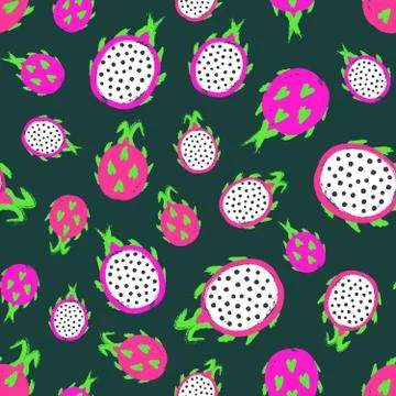 Dragon Fruit Background Painted Pattern Stock Illustration