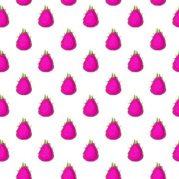 Dragon fruit flat seamless pattern on white background. Illustrazione stock