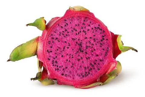 Dragon fruit half front view isolated on white Stock Photos
