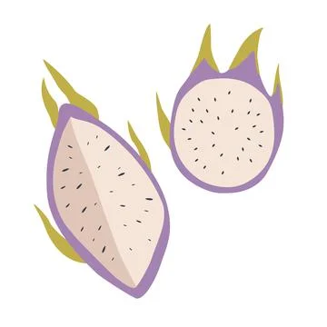 Dragon fruit icon. Half of the cut fruit. Flat illustration of dragon fruit v Stock Illustration