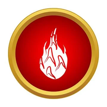 Dragon fruit icon in red circle with gold border 스톡 일러스트