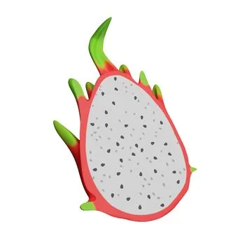 Dragon fruit isolated on white background. 3d rendering Stock Illustration
