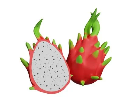 Dragon fruit isolated on white background. 3d rendering Stock Illustration