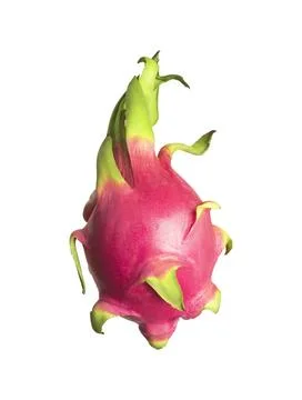 Dragon fruit isolated on white background. Pink pitaya with green scales in Stock Photos
