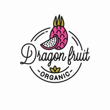 Dragon fruit logo. Round linear of dragon slice Illustrazione stock