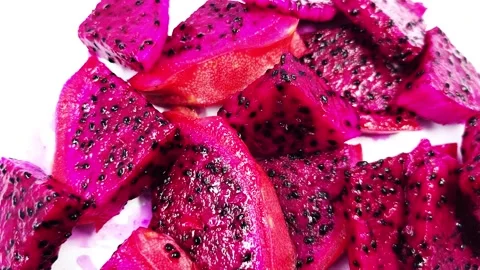 Dragon fruit, Macro shot dragon pitaya background, Dragon pitaya fruit Video stock 292741223
