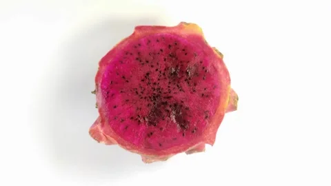 Dragon fruit, or pitaya, or Hylocereus spp is red on a white background. Stock Footage 297027812