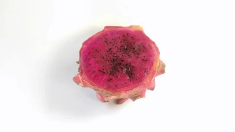Dragon fruit, or pitaya, or Hylocereus spp is red on a white background. Stock Footage 297027835