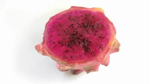 Dragon fruit, or pitaya, or Hylocereus spp is red on a white background. Stock Footage 297027841