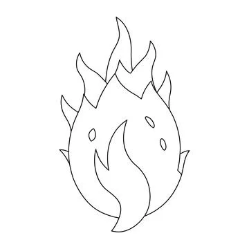 Dragon Fruit Outline Vector Illustration Tropical Pitaya Line Art Coloring .. Stock Illustration