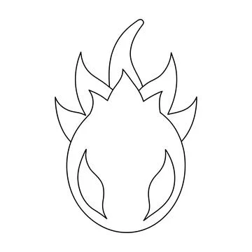 Dragon Fruit Outline Vector Illustration Tropical Pitaya Line Art Coloring .. Stock Illustration