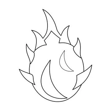 Dragon Fruit Outline Vector Illustration Tropical Pitaya Line Art Coloring .. Stock Illustration