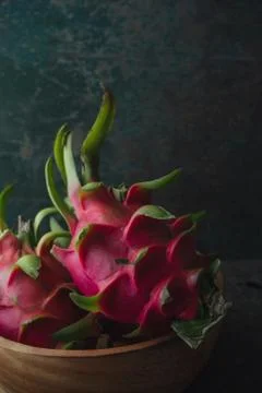 Dragon fruit on rustic background Stock Photos