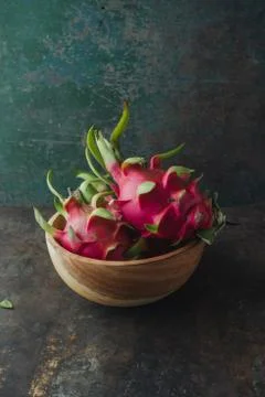 Dragon fruit on rustic background Stock Photos