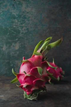 Dragon fruit on rustic background Stock Photos