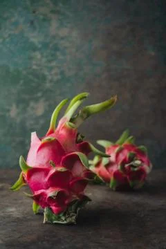 Dragon fruit on rustic background Stock Photos