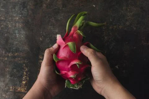 Dragon fruit on rustic background Stock Photos