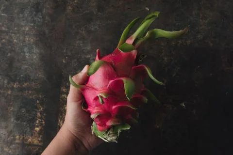 Dragon fruit on rustic background Stock Photos