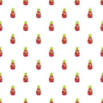 Dragon fruit seamless pattern background with tropical pitaya Stock Illustration