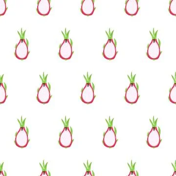 Dragon fruit seamless pattern for clothes design. Textile ornament. Half fruit Stock Illustration