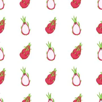 Dragon fruit seamless pattern for clothes design. Stock Illustration