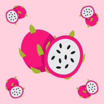 Dragon fruit seamless for pattern fabric, simple dragon fruit cute repeat i.. Stock Illustration