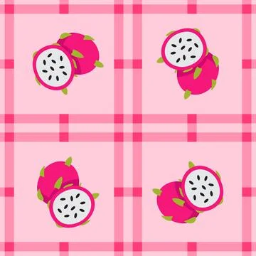 Dragon fruit seamless for pattern fabric, simple dragon fruit cute repeat i.. Stock Illustration
