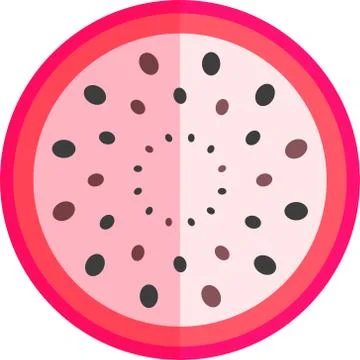 Dragon Fruit Slice Isolated Vector Stock Illustration