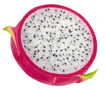 Dragon fruit slice isolated on white background, full depth of field Stock-Fotos