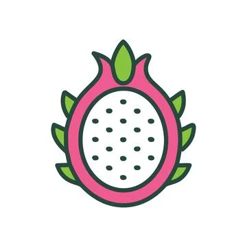 Dragon fruit slice. A simple, colorful icon of a sliced dragon fruit, perfe.. Stock Illustration
