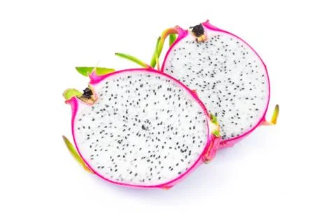Dragon Fruit slice on white background, food and healthy concept Stock Photos