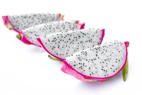 Dragon Fruit slice on white background, food and healthy concept Stock Photos