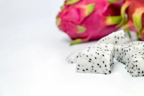Dragon fruit slice on white background Stock Photos