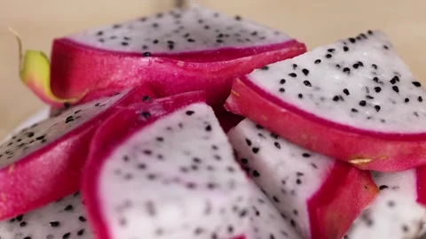 Dragon Fruit Slices Close-Up Stock Footage 307888884