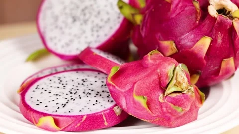 Dragon Fruit Slicing and Display Stock Footage 309169718