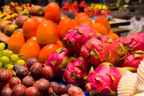 Dragon Fruit in Store Display Stock Photos