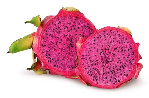 Dragon fruit two halves one behind the other Stock Photos