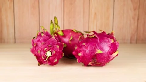 Dragon Fruit on Wooden Surface Stock Footage 309166532