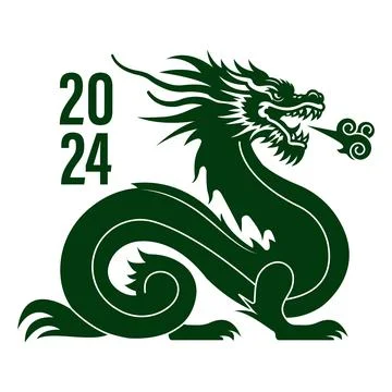 Dragon full body side view silhouette. Stock Illustration