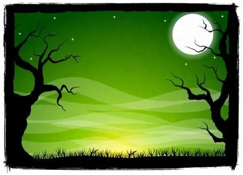 Dragon in a full moon night Stock Illustration
