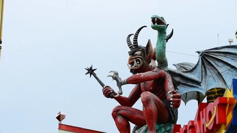 Dragon on a ghost house in Prater in Vienna (Austria) Stock Footage 110862759