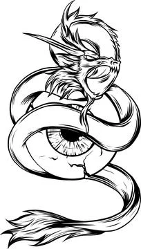 Dragon hand drawn vector illustration in Black and white Stock Illustration