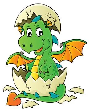 Dragon hatching from egg image 库存插图