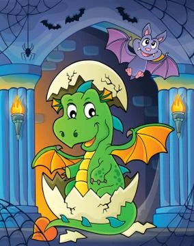 Dragon hatching from egg image 库存插图