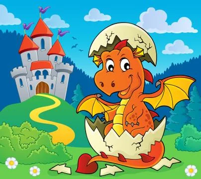 Dragon hatching from egg image 库存插图