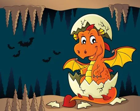 Dragon hatching from egg image 库存插图