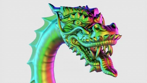 Dragon head - 3d render looped with alpha channel. Stock Footage 167532601