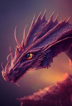 Dragon head AI generated art Stock Illustration