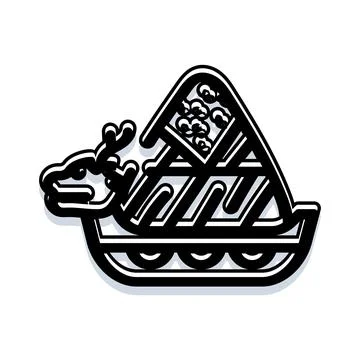 Dragon head boat icon representing culture and festival Stock Illustration