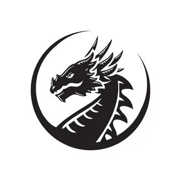 Dragon head circle logo vector Stock Illustration